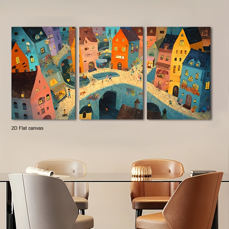 Canvas Wrap Ready - Frameloos canvas 3-delig magisch sprookjes wandkunstwerk,
