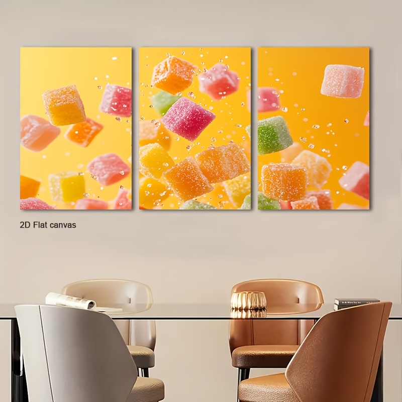 Canvas Wrap Ready - Frameloos canvas 3-delige set zwevende gummies