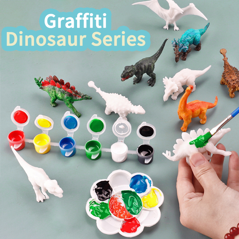 Puzzle Blank White - 6 stks/8 stks, DIY kleuren dinosaurus