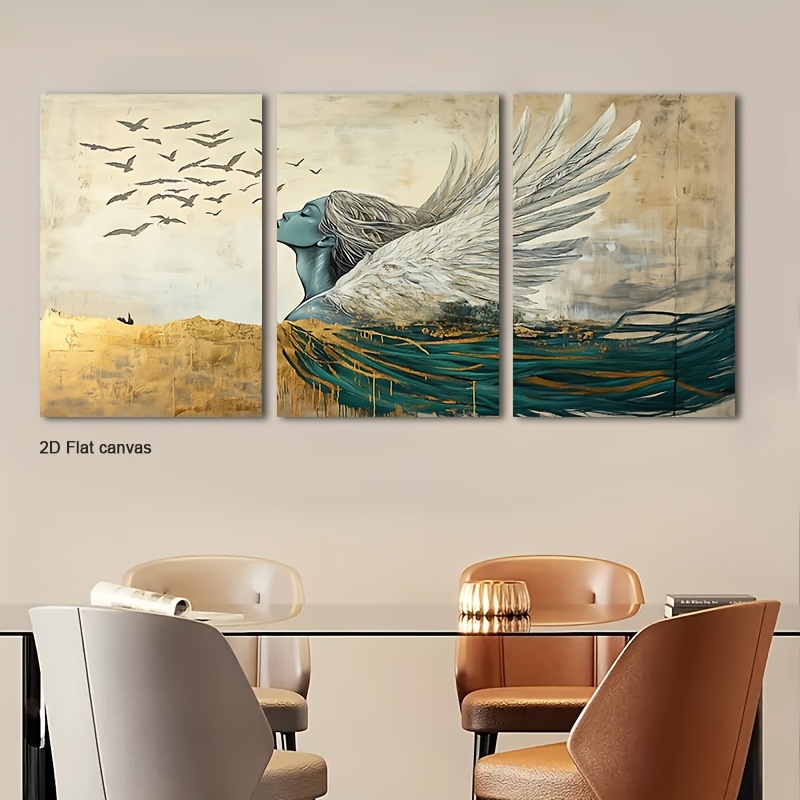 Canvas Wrap Ready - Frameloos canvas 3-delig ingelijst gevleugeld figuur