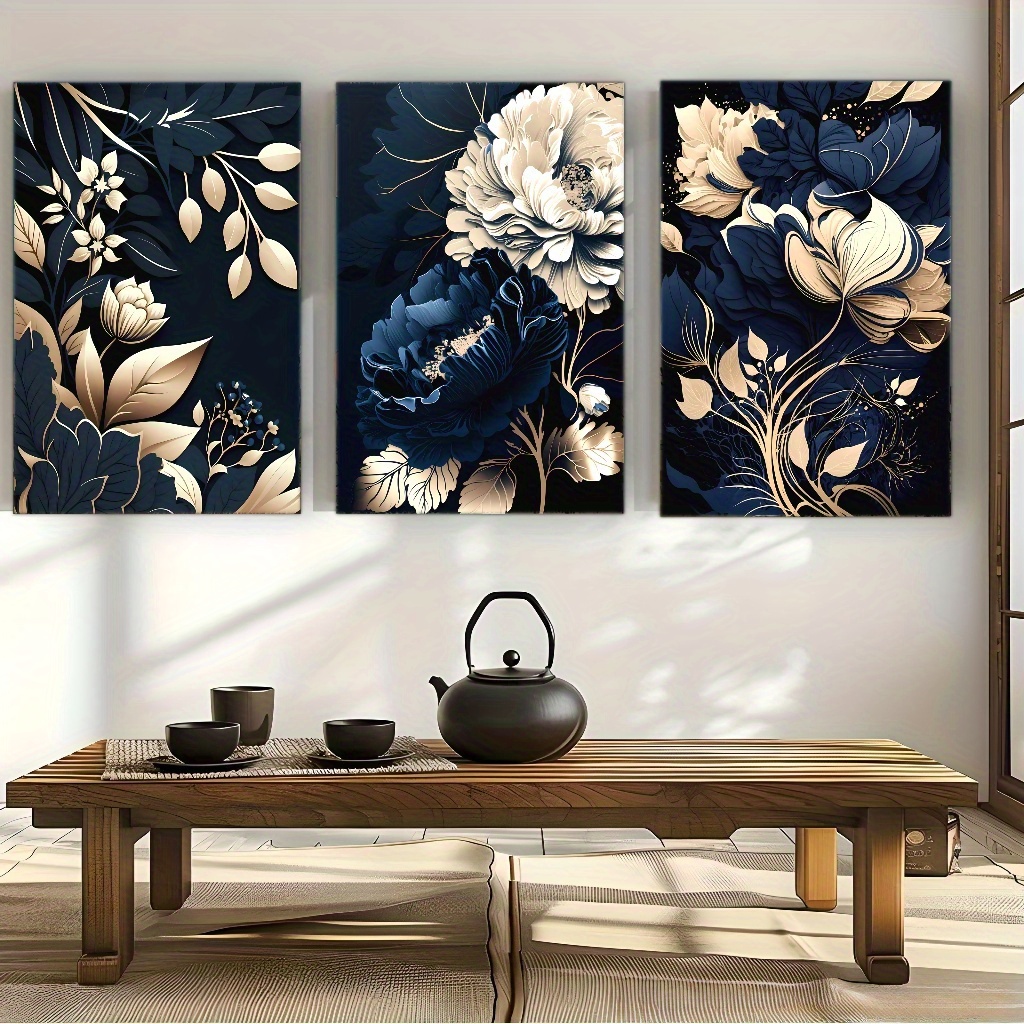 Canvas Wrap Ready - 3-delige set canvas schilderijen met bloemenmotief