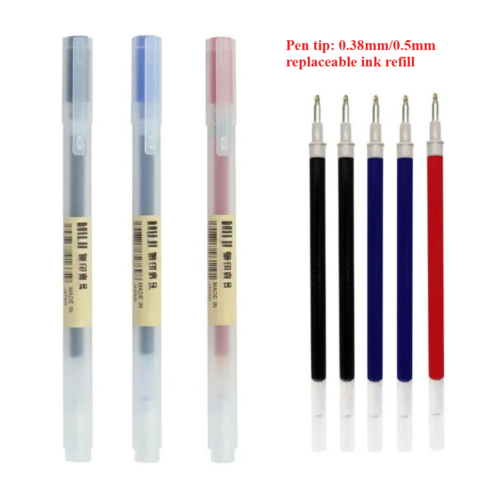 Muji Stationery Gel Pen - 0.38/0.5mm Inktvullingen Staafhandvat MUJIs Gelpenset Kantoorbenodigdheden